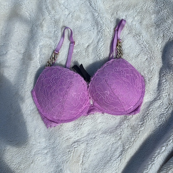 Victoria’s Secret Very Sexy Push-Up Bra 32D | Lace Lingerie Lilac Purple - Picture 2 of 9